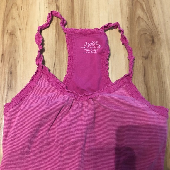 Hot Pink Ribbed Razor Back Tank Top - Picture 2 of 4